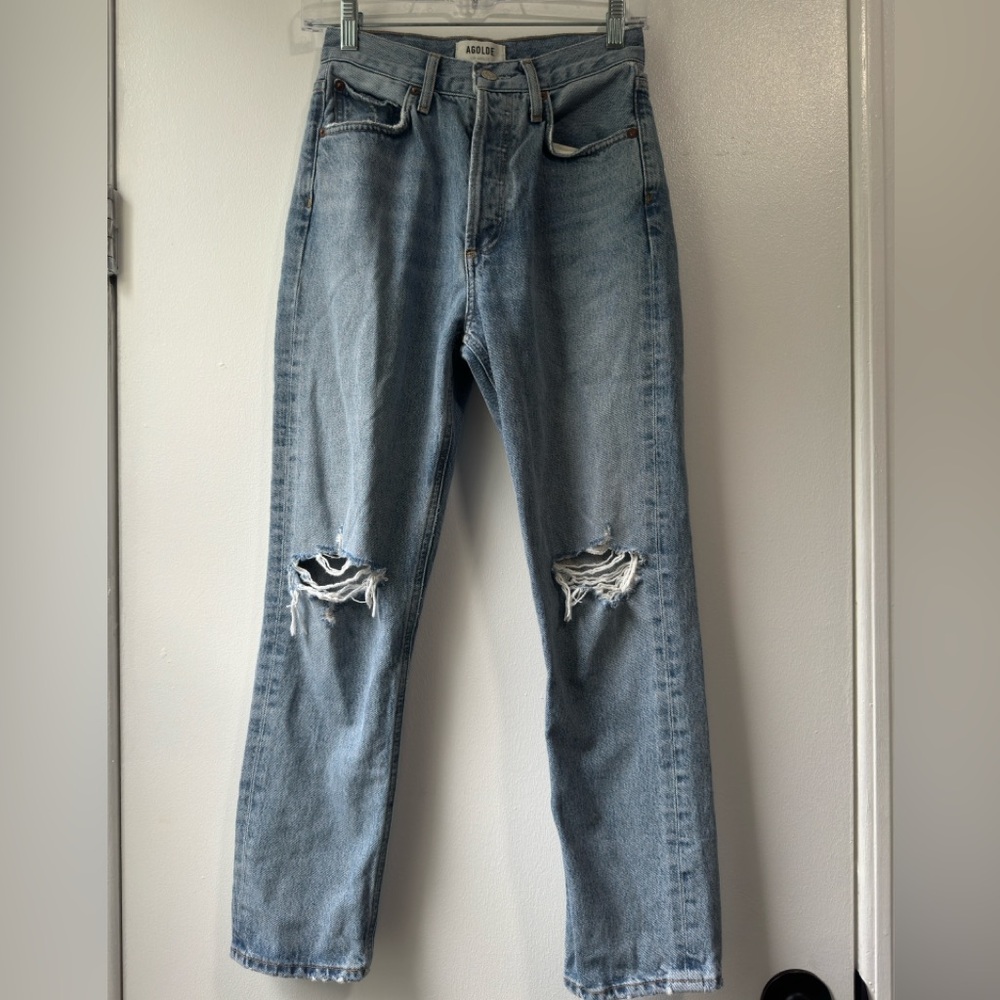 Agolde Riley High Rise Whiplash Jeans Sz 24